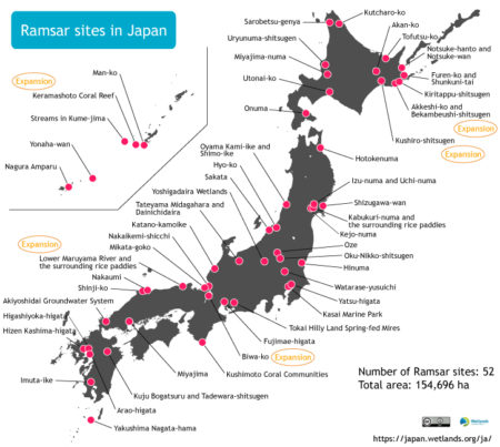Figure 1: Map of Ramsar Sites in Japan